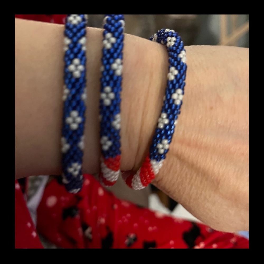 Sashkaco Patriotic Beaded Bracelet 3 for $15 - Picture 2 of 3